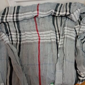 Simons Black and Gray Striped Scarf